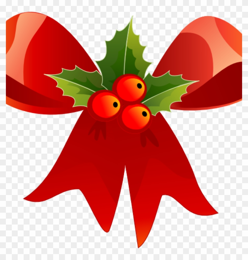 Christmas Holly Clipart Christmas Bow With Holly Clip - Weihnachten Clipart #377786