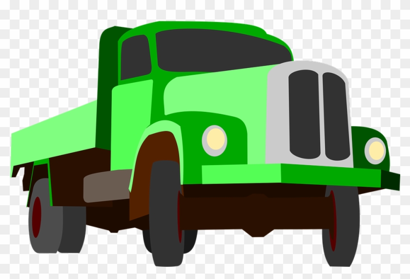 Truck Traffic Cargo Goods Green Auto Machi - Caminhão Verde Desenho Png #377852
