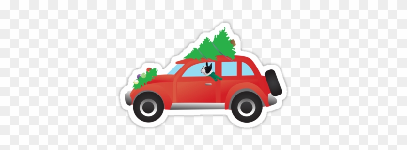 Black Boston Terrier Driving A Red Car With Christmas - Golden Retriever-hund, Der Ein Auto - Baum Auf Die #377858