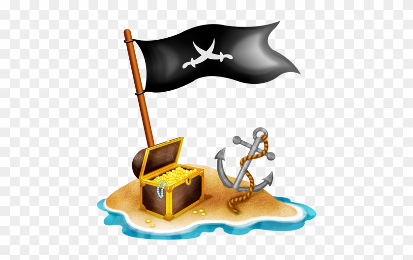 Stickers Ile Au Drapeau De Pirates © Stickersmalin - Ile Pirate Dessin #378465