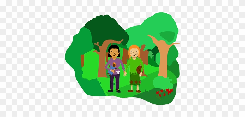 Girls In Forest - Two Girls In Cartoon In The Forest #378505