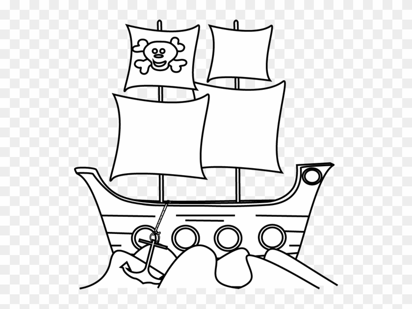 Black And White Pirate Ship Clip Art - Pirate All About Me #378630