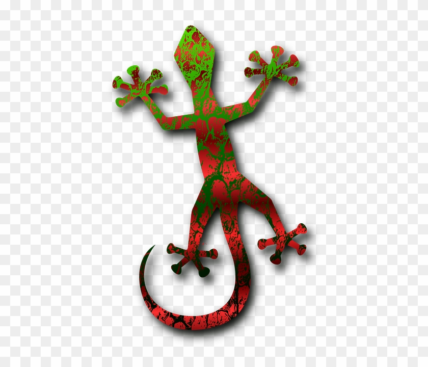 Gecko Clip Art At Clker - 3drose Trv_203977_1 Print Of Cute Red And Green Gecko #379244