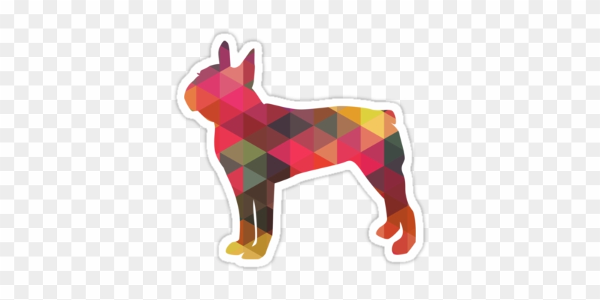 Boston Terrier Dog Colorful Geometric Pattern Silhouette - Australian Cattle Dog #380108