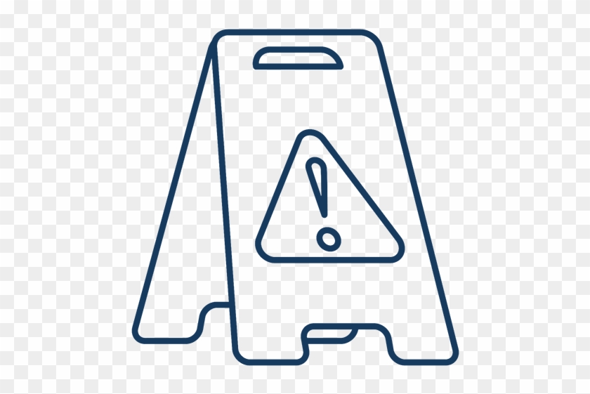 Blue Caution Sign Line Icon - Vector Graphics #380209