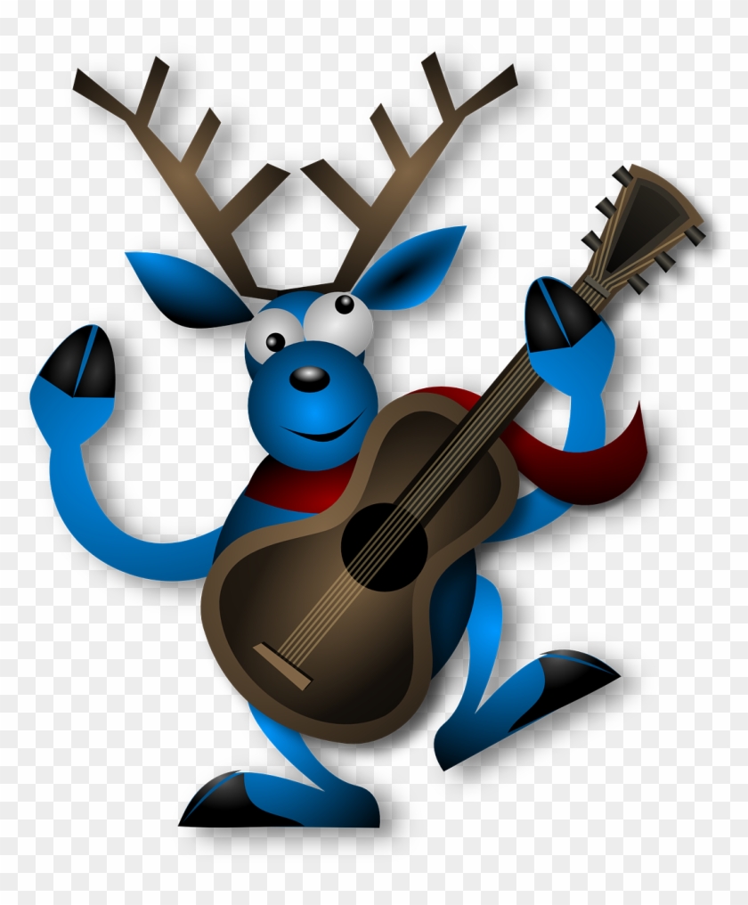 06, 22 September 2016 - Custom Blue Reindeer Playing Guitar Mousepad #380396