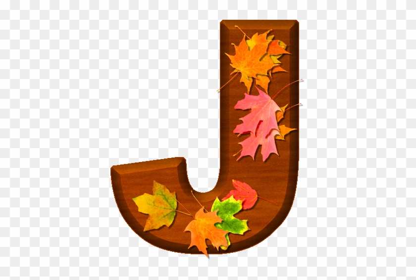 Cherry Wood Leaves Letter J - Fall Letter Clip Art #380515