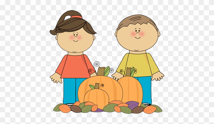 Kids With Fall Pumpkins Clip Art - Game #380536