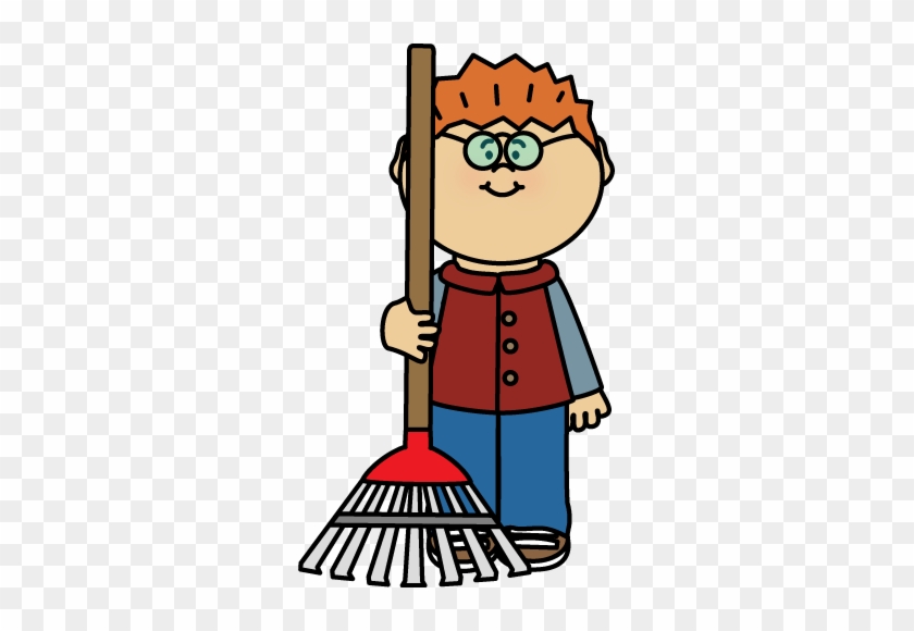 Boy With A Rake Clip Art - Cartoon A Boy Holding A Camera #380538