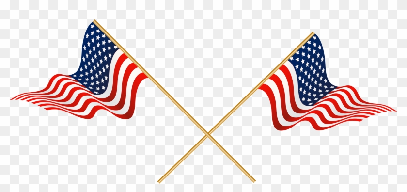 Usa Crossed Flags Transparent Png Clip Art - Usa Clipart Transparent #380568