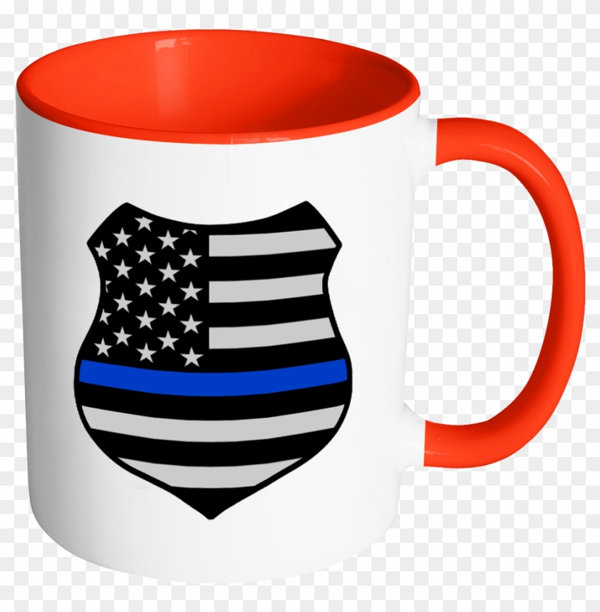 Thin Blue Line American Flag Shield Mug - Thin Blue Line Flag Transparent #380837