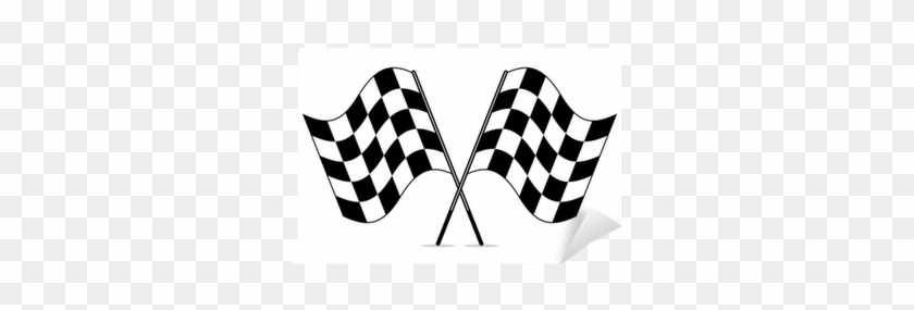 Vector Black And White Crossed Racing Checkered Flags - Crossed Checkered Flags #380851