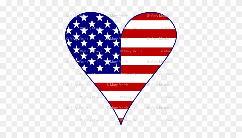 Usa Flag Heart Funky Blue With Border - Lithuania #380884