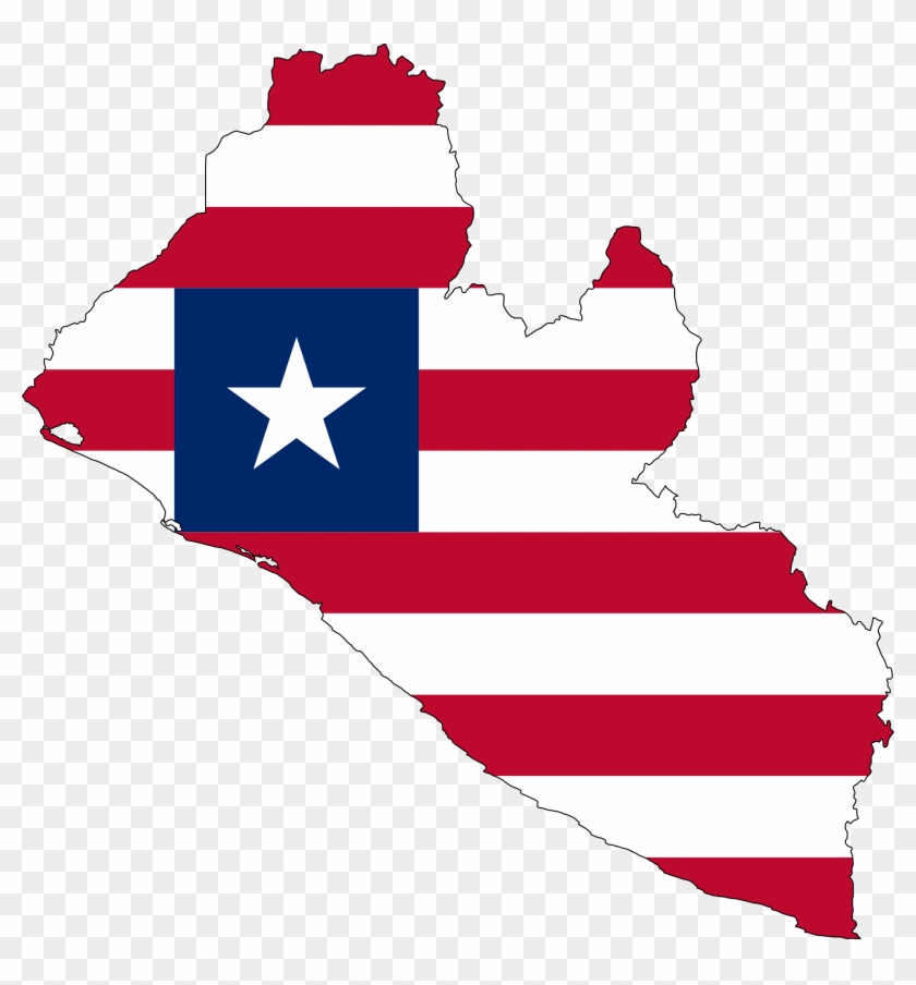 Flag Map With Stroke - Liberia Flag Map #380965