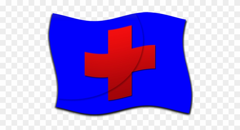 Red White Blue Flag With Cross Clipart - Blue Flag Red Cross #380992