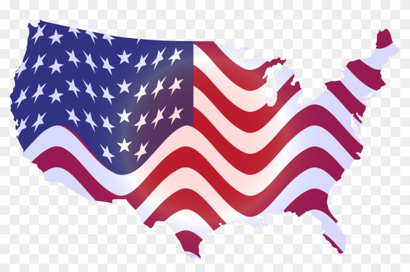 Clipart Wavy Us Flag One Color Clipartfest - Wavy Us Flag Map #381147