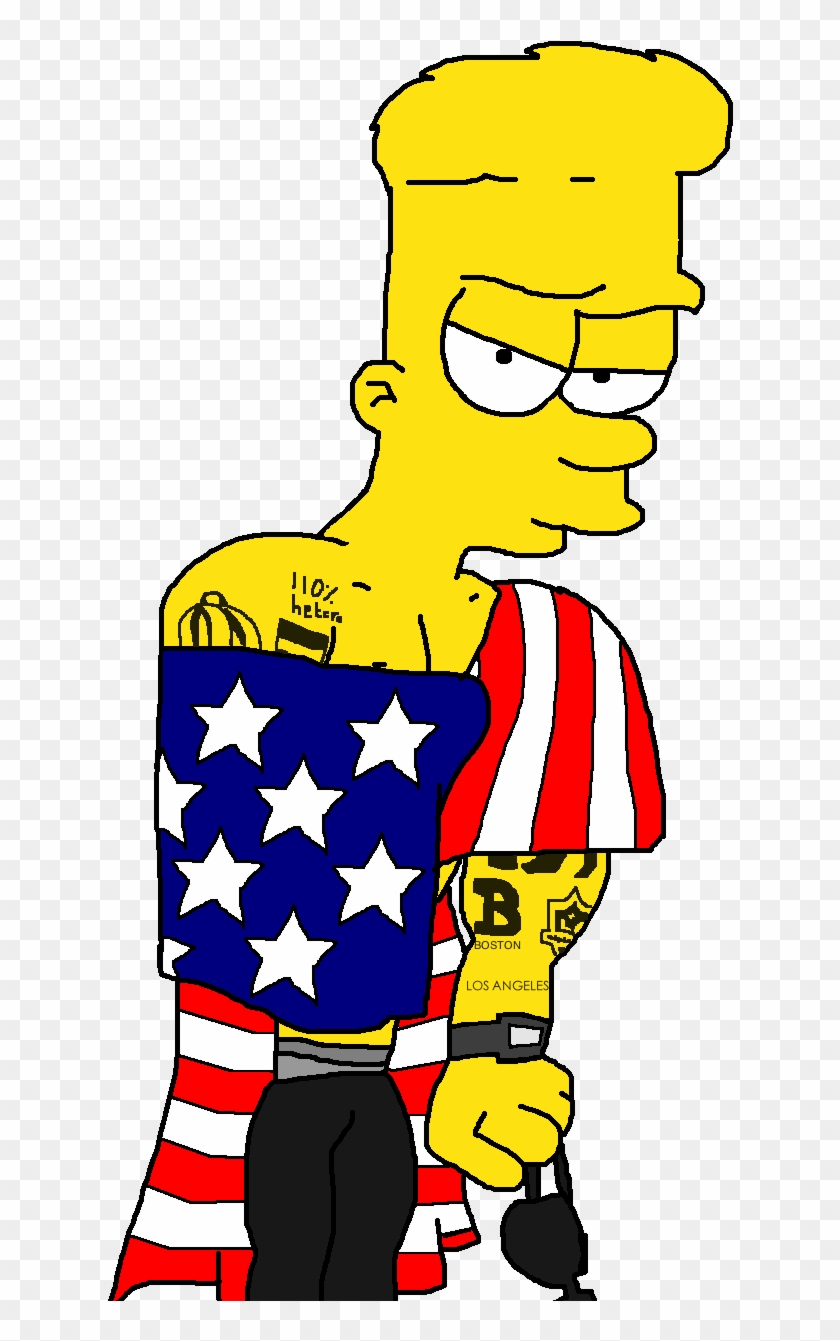 Sexy Muscle Bart Simpson With American Flag By Dgm-art - July 4 #381299