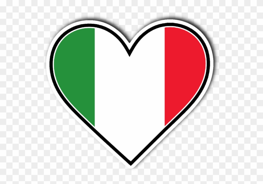 Italian Flag Heart Vinyl Die Cut Sticker - Italian Flag Heart #381380