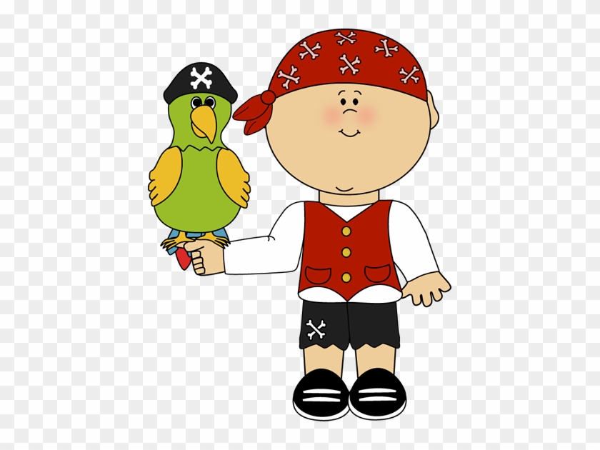 Pirate With Parrot Clip Art Image Boy Pirate With A - Clip Art #381506
