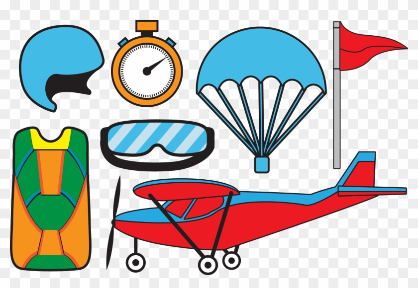 Airplane Helmet Parachuting Clip Art - Airplane Helmet Parachuting Clip Art #381582