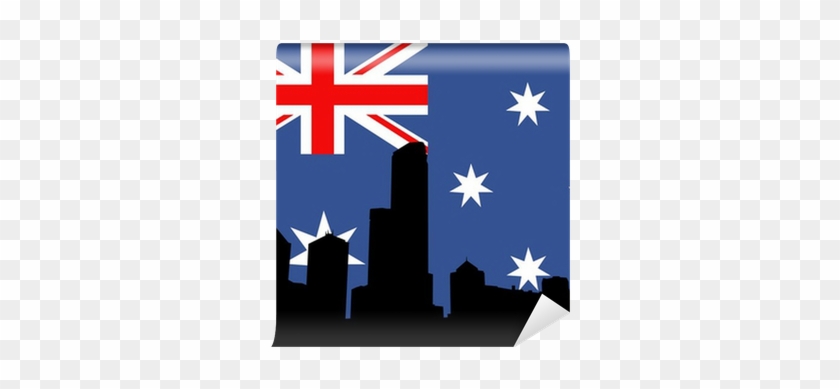 Melbourne Skyline Against Australian Flag Wall Mural - Australian Flag #381814
