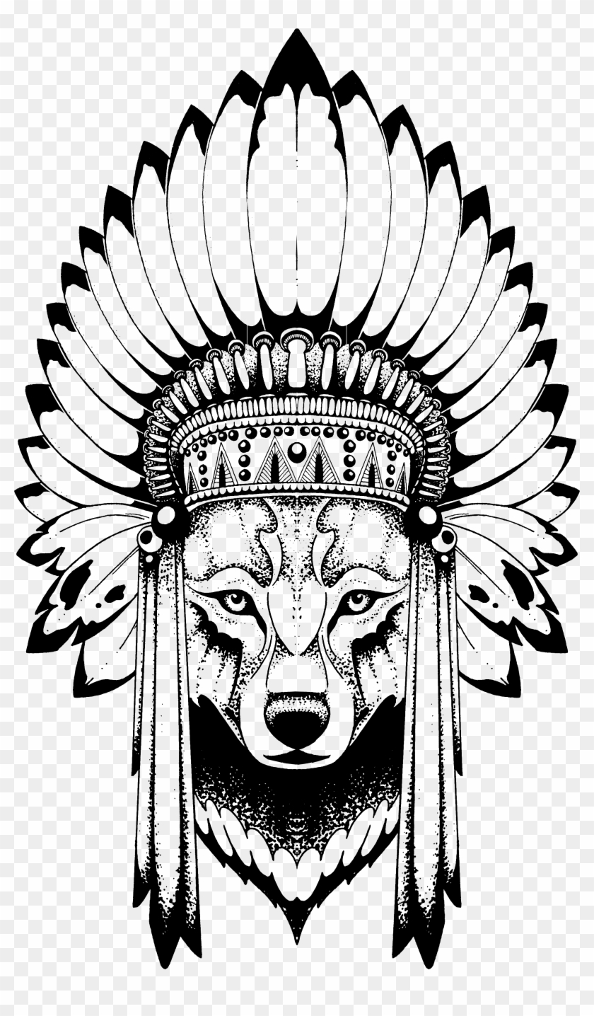 Anastasiya Avina - Wolf With Indian Headdress #381835