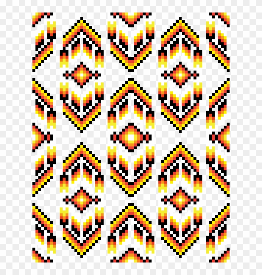 Native American Digital Bead Pattern Black Orange And - Motif #381846