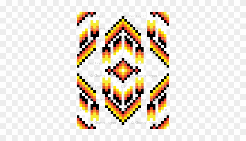 Native American Digital Bead Pattern Black Orange And - Circle #381849