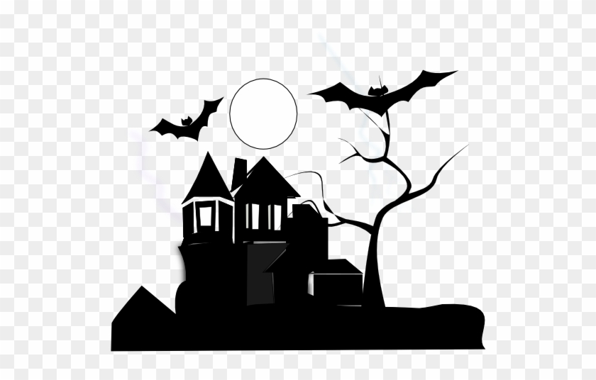 Black And White Art Clip Haunted Spooky House Clipart - Haunted House Clipart Black And White #382223
