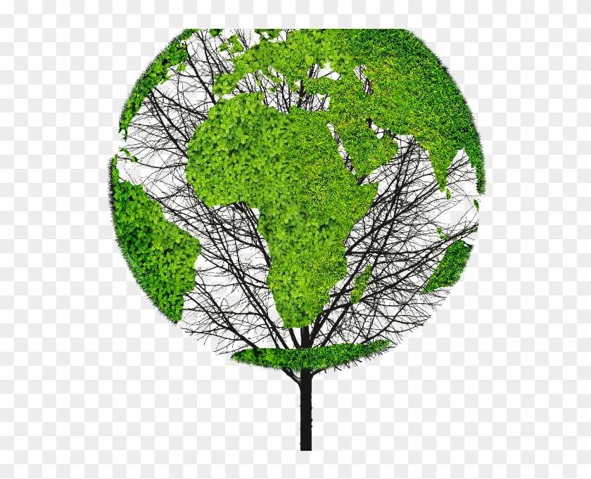 Earth World Map Green Tree Png Object For Photoshop - Green Object Png #382227