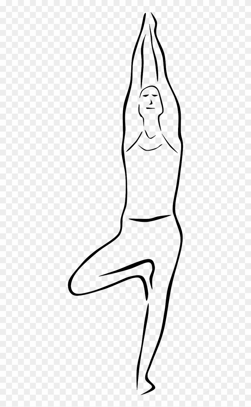 Beginner Yoga Clipart Tree Pose - Vrikshasana Black And White #382458