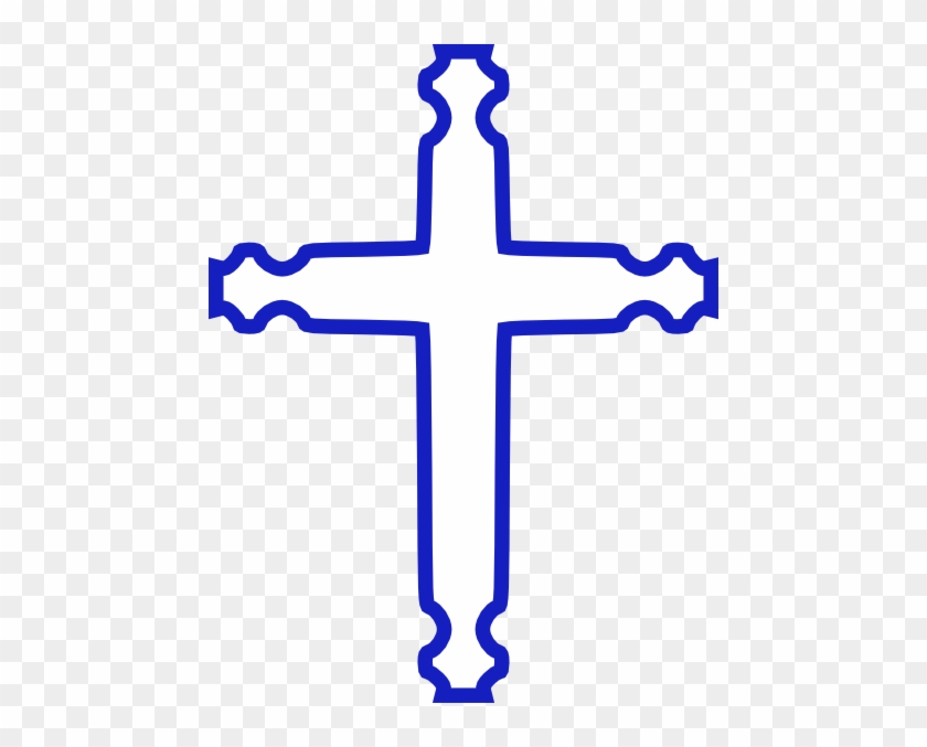 Blue Outlined Cross Clip Art - Clip Art #382482