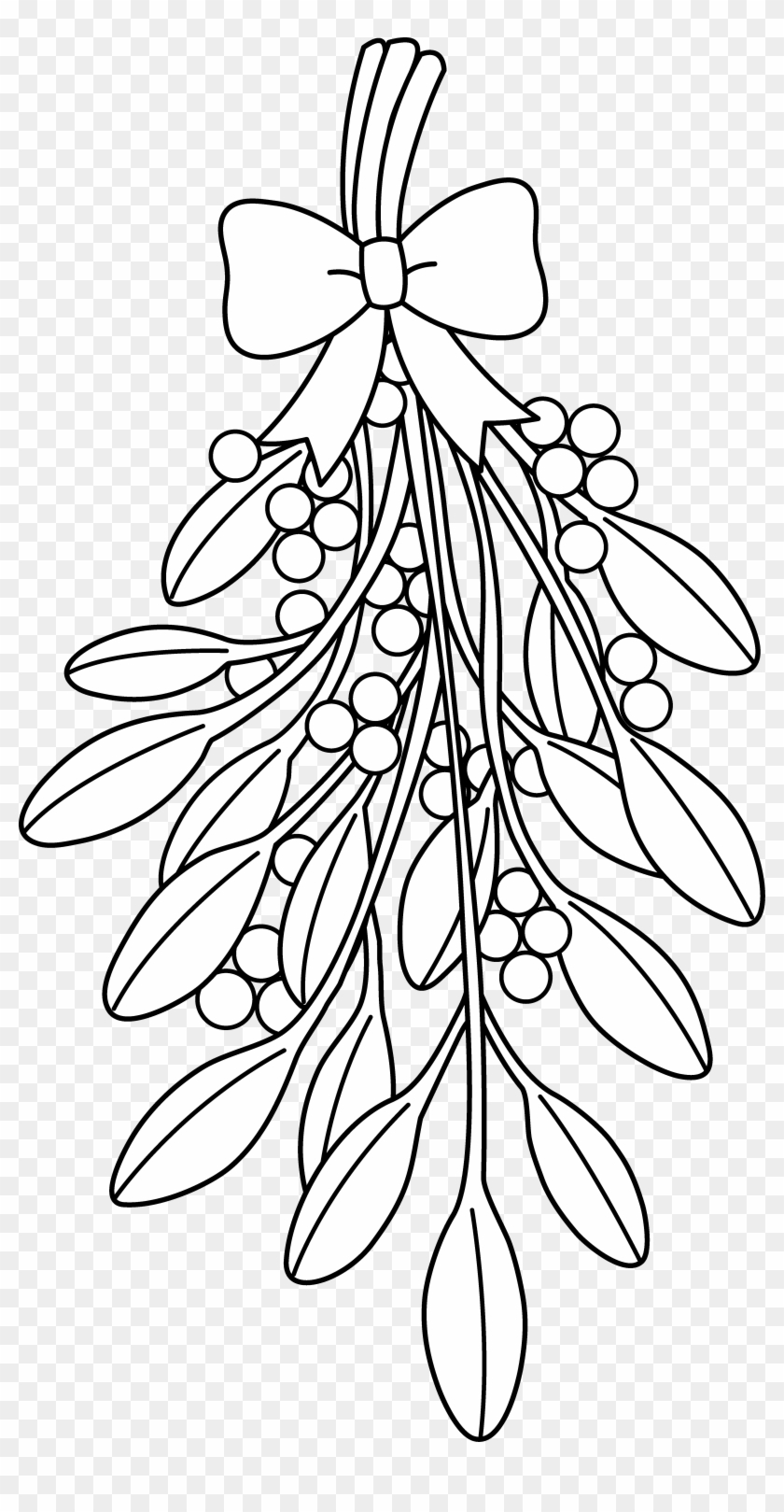Christmas Mistletoe Line Art - Christmas Mistletoe Coloring Pages #382512