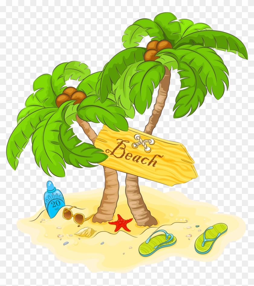 Transparent Beach Palm Decor Png Clipart - Beach Clipart #382664