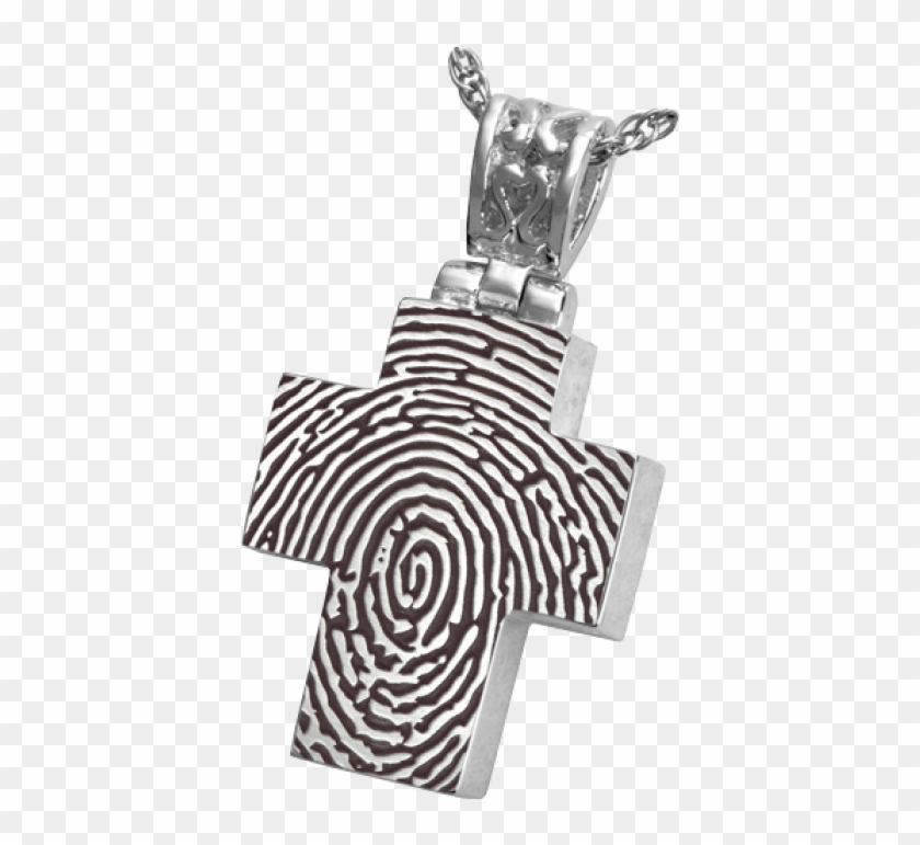 Fingerprint Cremation Jewelry Cross With Filigree Bail #382739