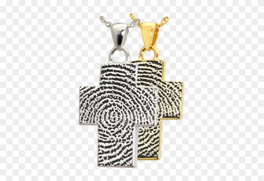 Wholesale B&b Cross Fingerprint Jewelry Shown In Silver - Fingerprint Classic Cross Stainless Cremation Pendant #382757