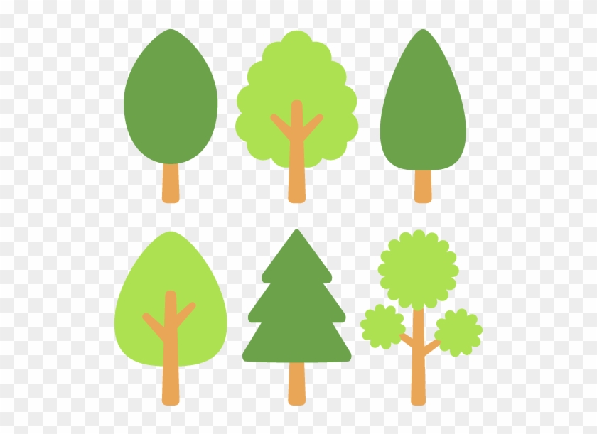 シンプルな木／6種の無料ベクターイラスト素材 - 山 自然 イラスト 素材 #382918