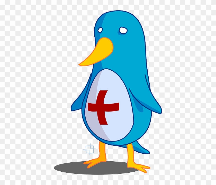 Blue, Penguin, Red Cross, Medic, Help - Cartoon Doctor Bird #383142