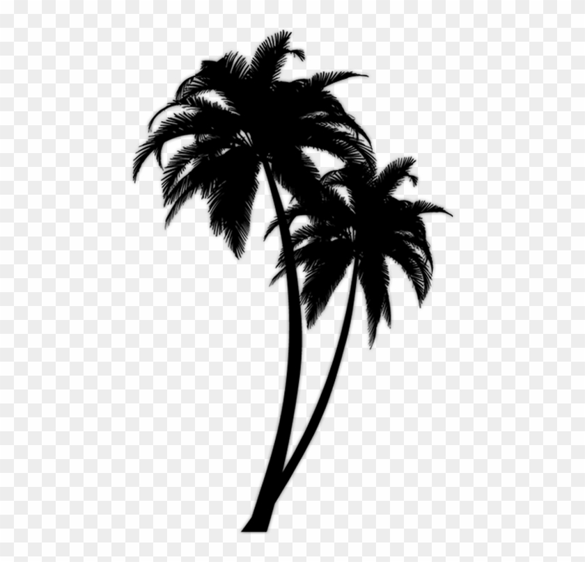 Black Palm Tree Clipart - Palm Tree Silhouette #383338