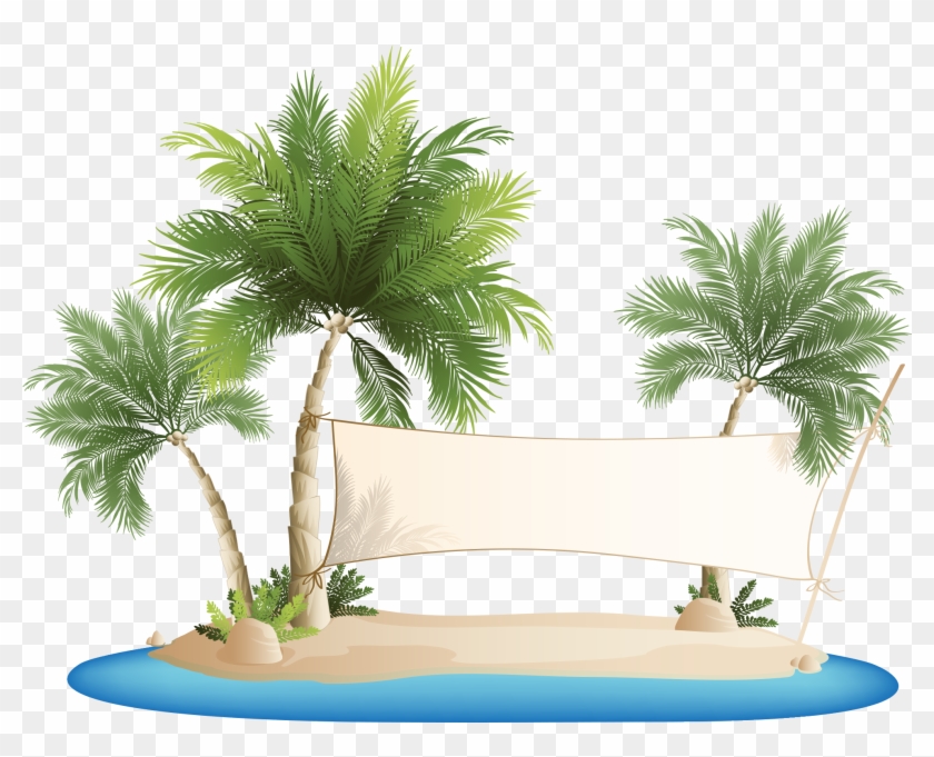 Palm Islands Beach Clip Art - Palm Tree Beach Clipart #383621