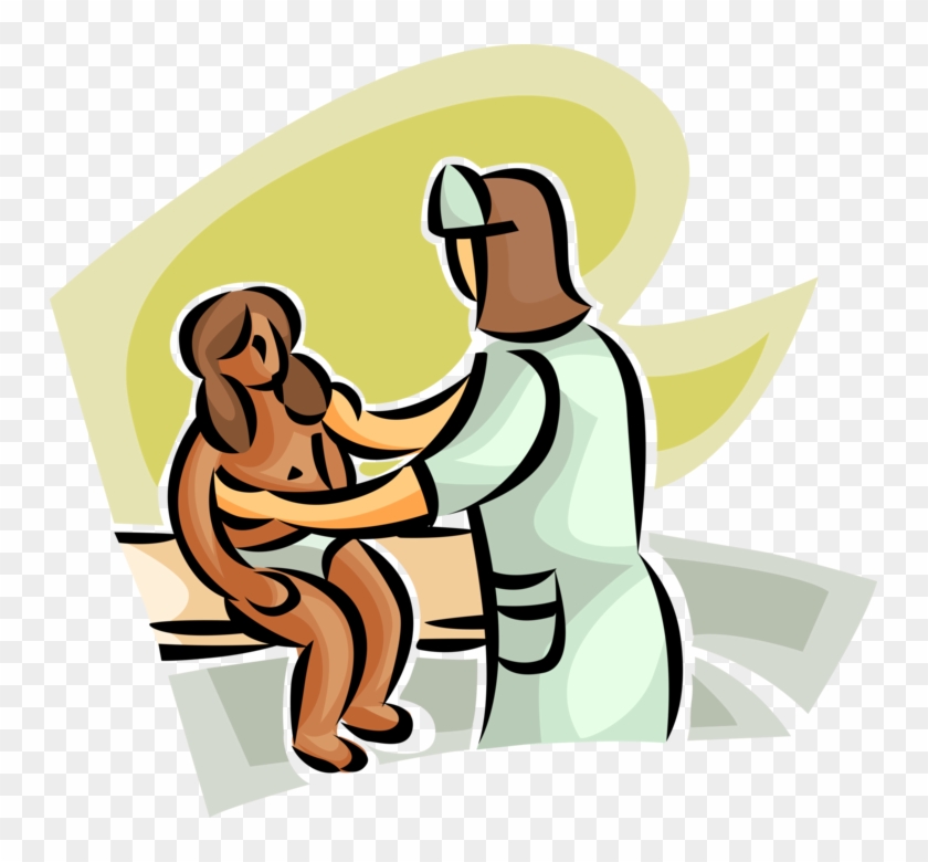 Vector Illustration Of Young Hospital Patient Receives - Illustration #383726