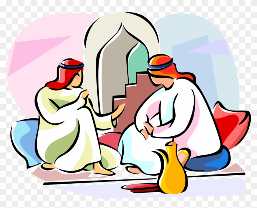 Vector Illustration Of Middle Easter Islamic Arab Men - Arab Culture Clipart #383750