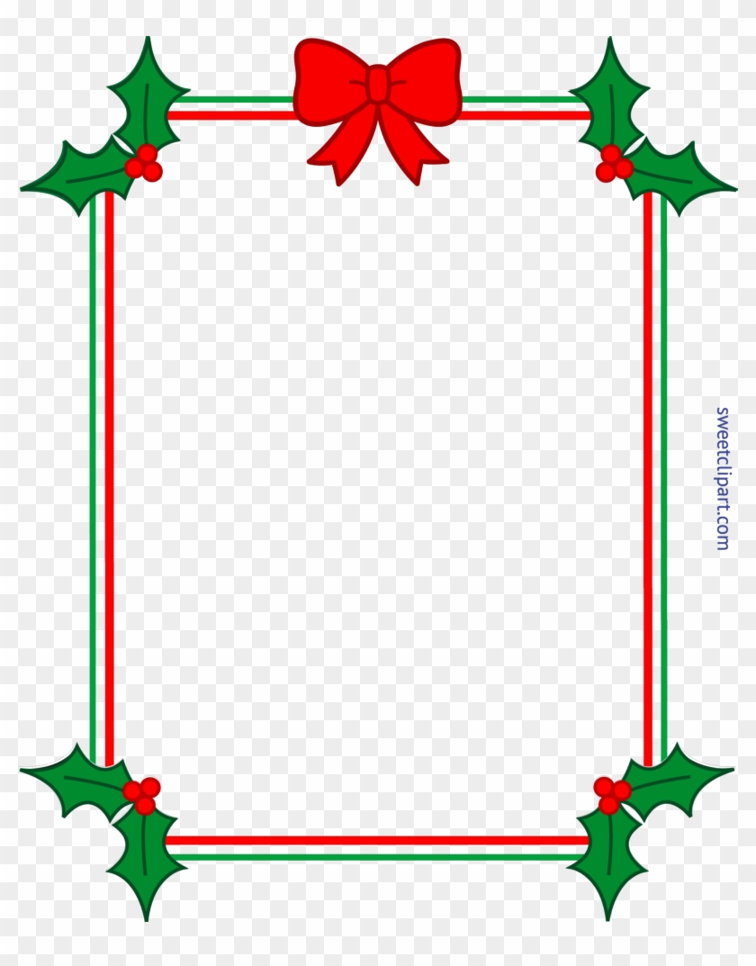 Clip Art Of Christmas Border Frame Holly Ribbon Sweet - Clip Art Of Christmas Border Frame Holly Ribbon Sweet #383777