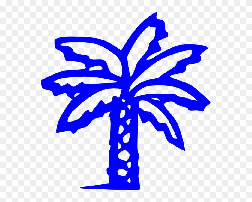 Blue Tree Clip Art At Clker - Palm Tree Clip Art Black #384107