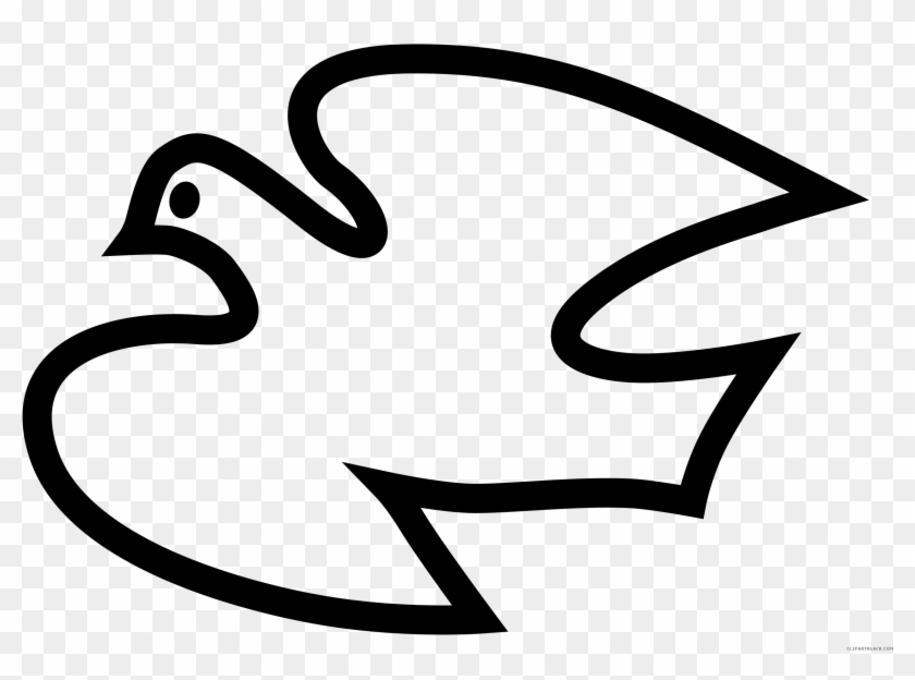 Dove Silhouette Animal Free Black White Clipart Images - Line Drawing Of A Dove #384593