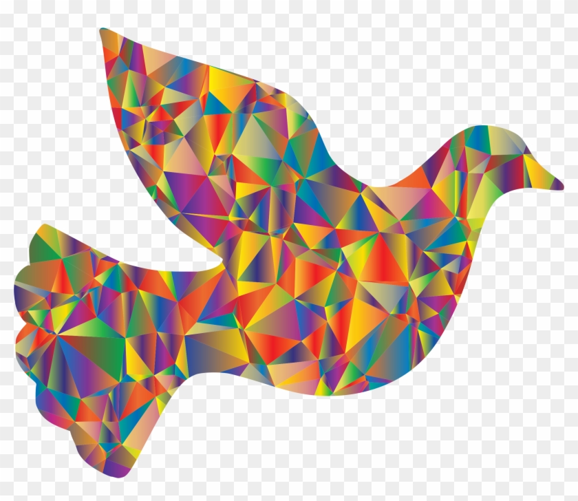 This Free Icons Png Design Of Low Poly Peace Dove - Prismatic Rainbow Howling Wolf Round Ornament #384726