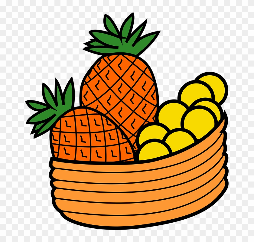 Cartoon Pineapple Cliparts 11, - Cartoon Fruit Basket #385255