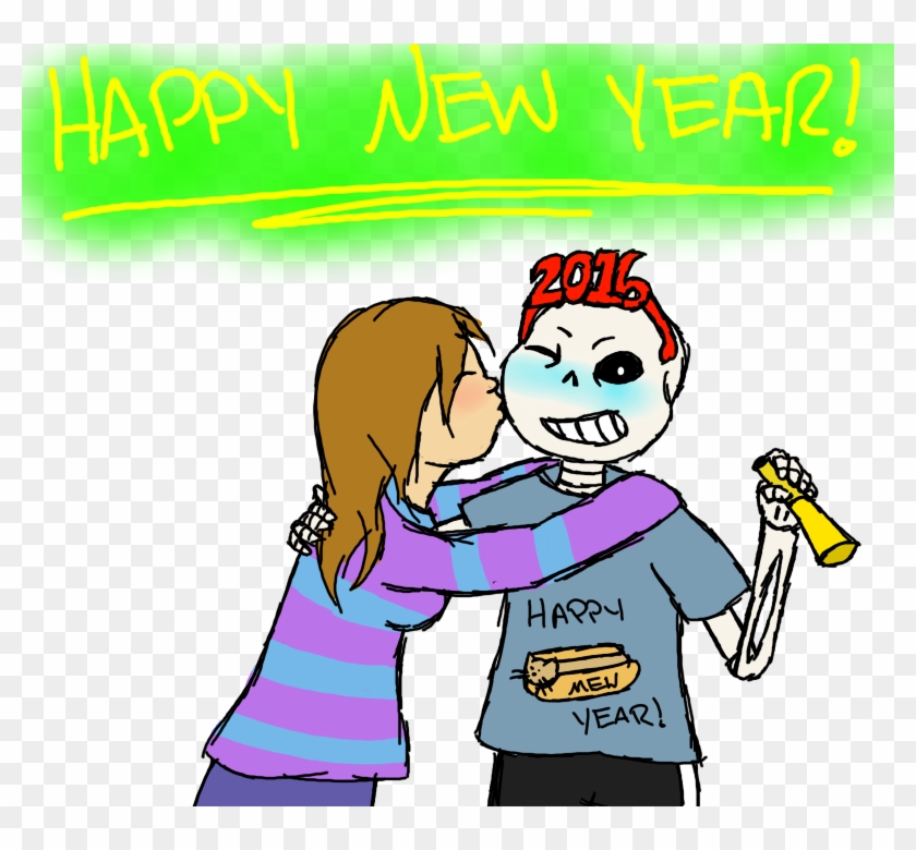 Happy New Year From Frisk And Sans By Jessironi - Cartoon #385310