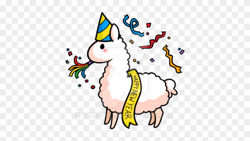 New Years Llama By Yampuff - Happy New Year Llama Tote Bag, Adult Unisex, Natural #385368
