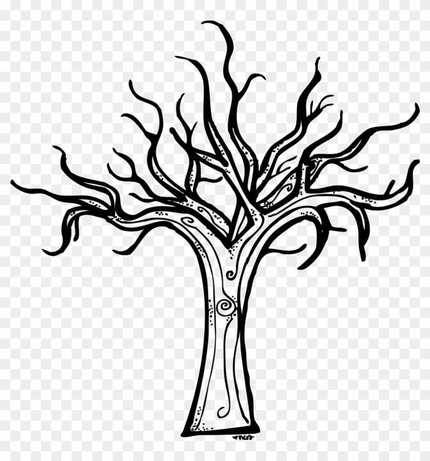 Halloween Tree Clipart Black And White - Scary Tree Coloring Page #385635